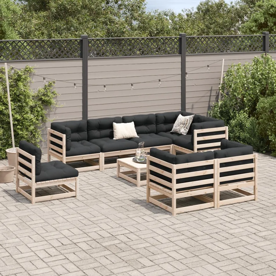 Salon de jardin 9 pcs bois de pin massif - 3