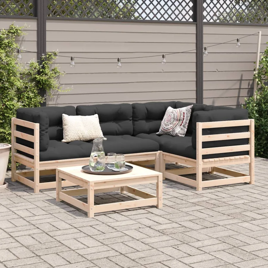 Salon de jardin 5 pcs bois de pin massif - 3