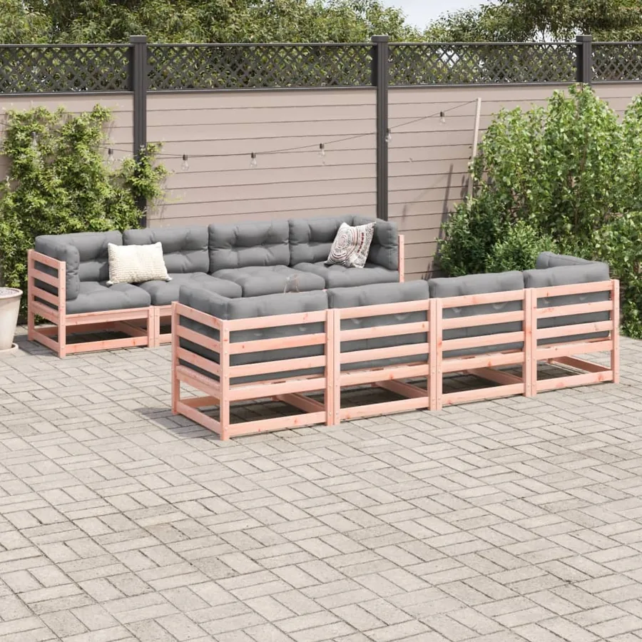Salon de jardin 9 pcs bois massif sapin de douglas - 3
