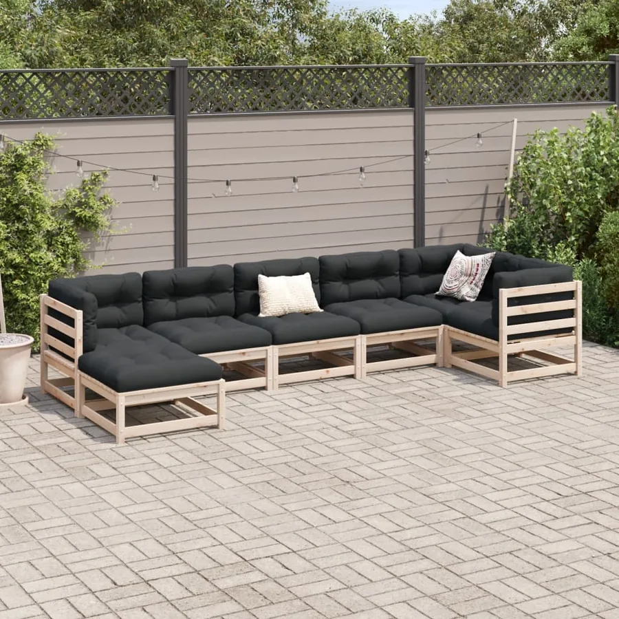 Salon de jardin 7 pcs bois de pin massif - 4