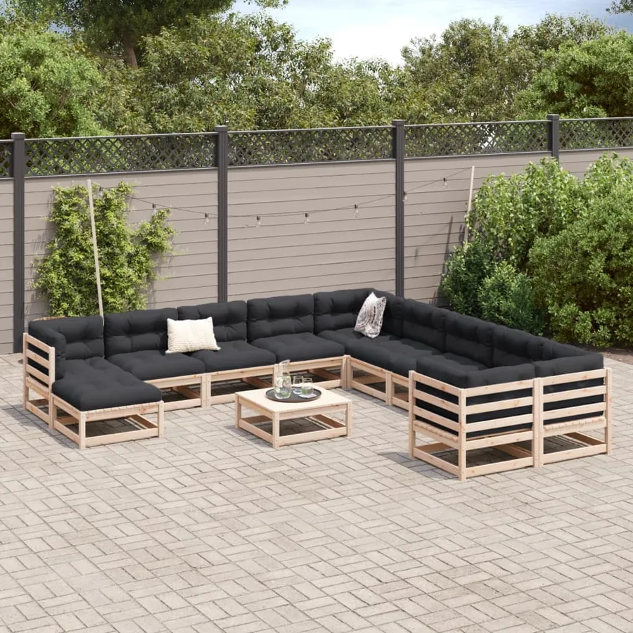 Salon de jardin 12 pcs bois de pin massif - 3