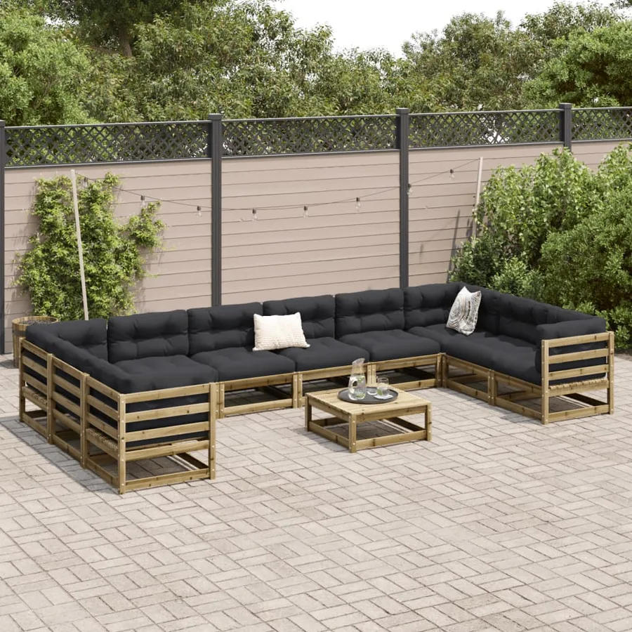 Salon de jardin 11 pcs bois de pin imprégné - 3