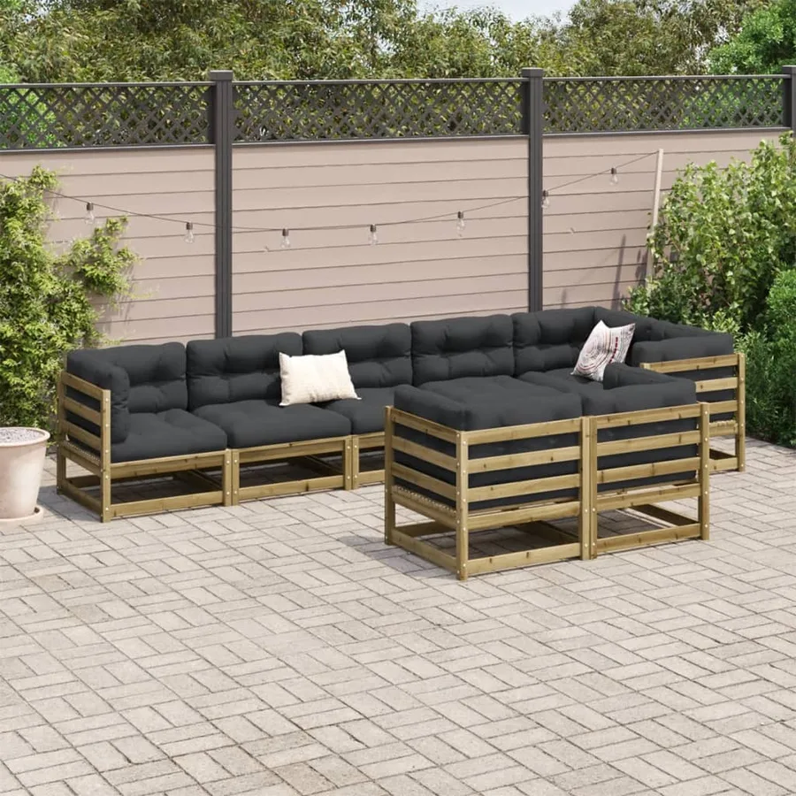 Salon de jardin 8 pcs bois de pin imprégné - 3