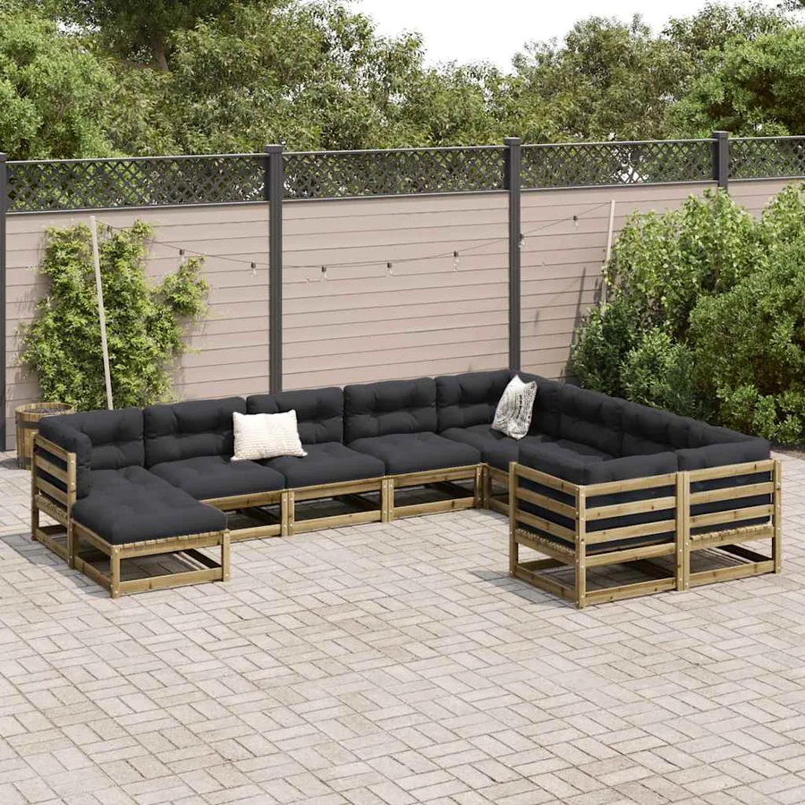 Salon de jardin 10 pcs bois de pin imprégné - 3
