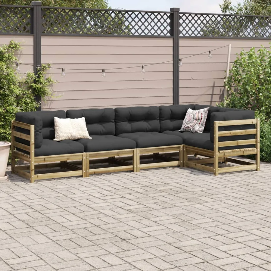 Salon de jardin 5 pcs bois de pin imprégné - 3