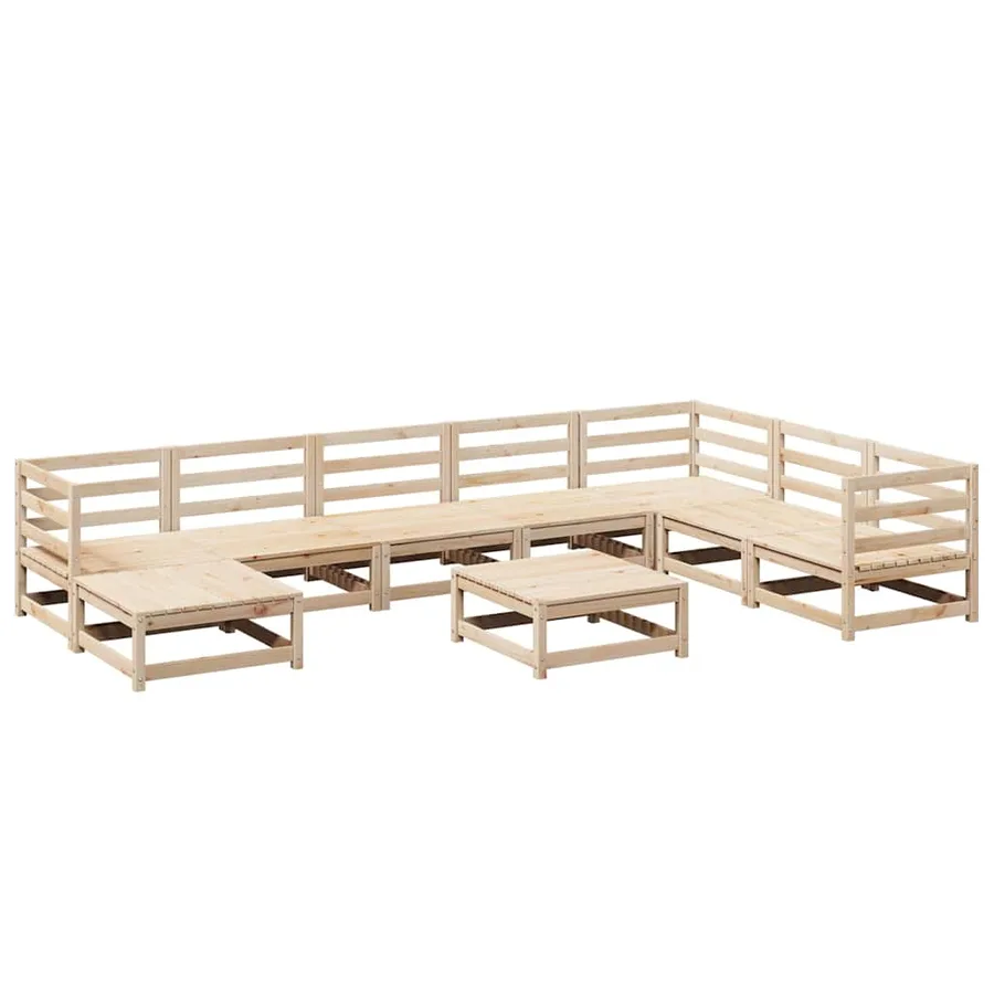 Salon de jardin 9 pcs bois de pin massif - 2