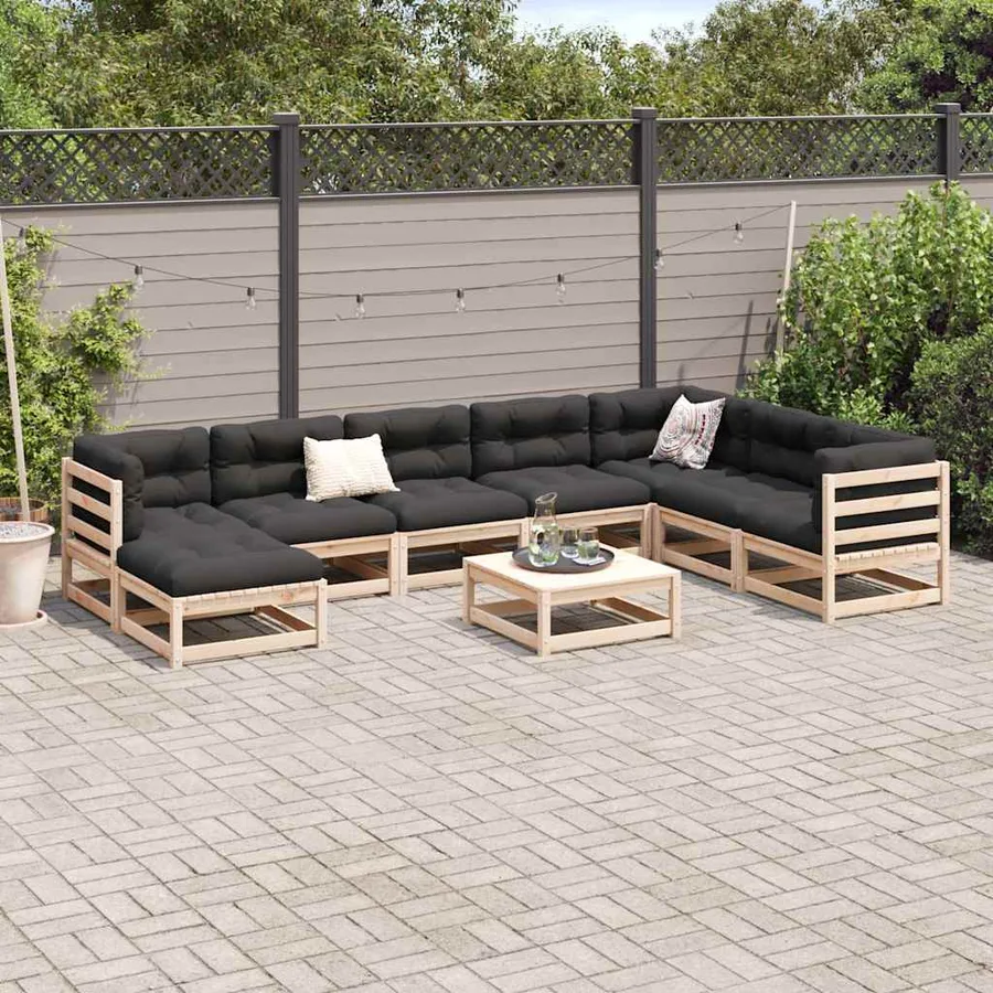 Salon de jardin 9 pcs bois de pin massif - 3