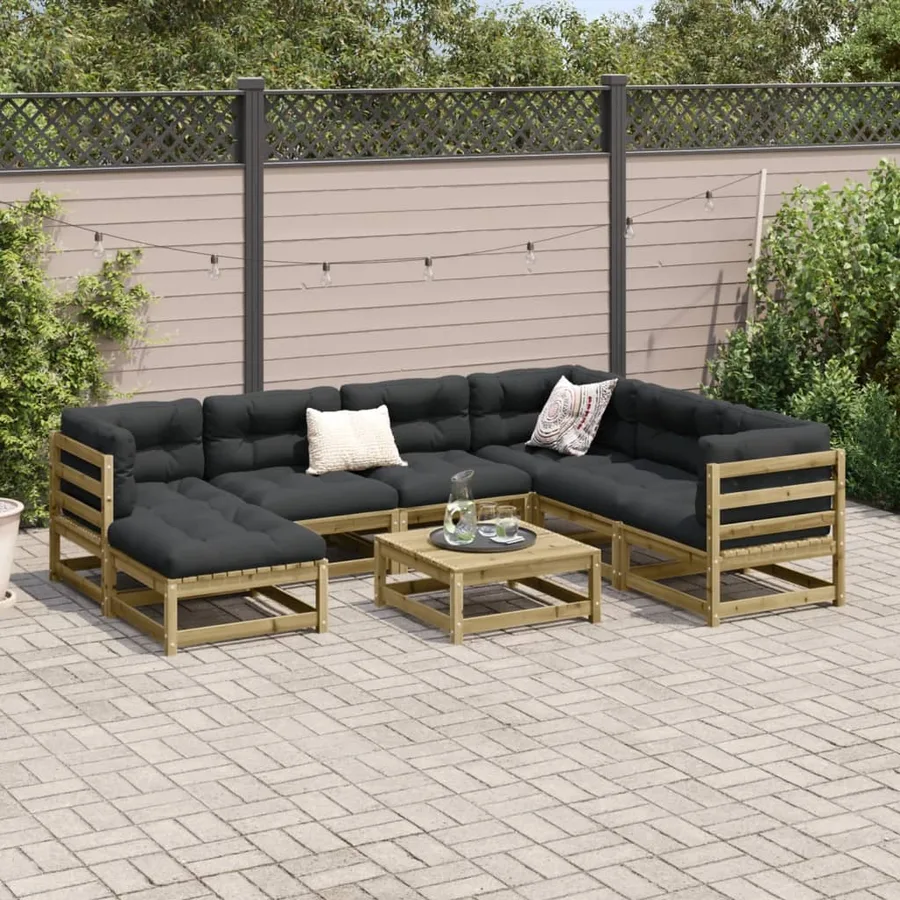 Salon de jardin 8 pcs bois de pin imprégné - 3