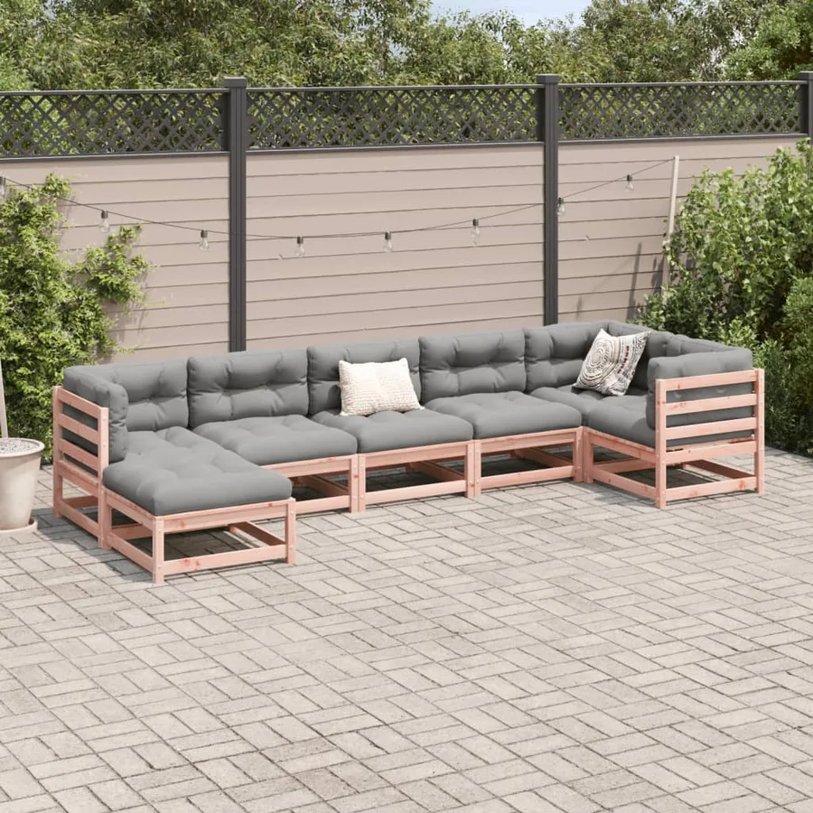 Salon de jardin 7 pcs bois massif sapin de douglas - 3