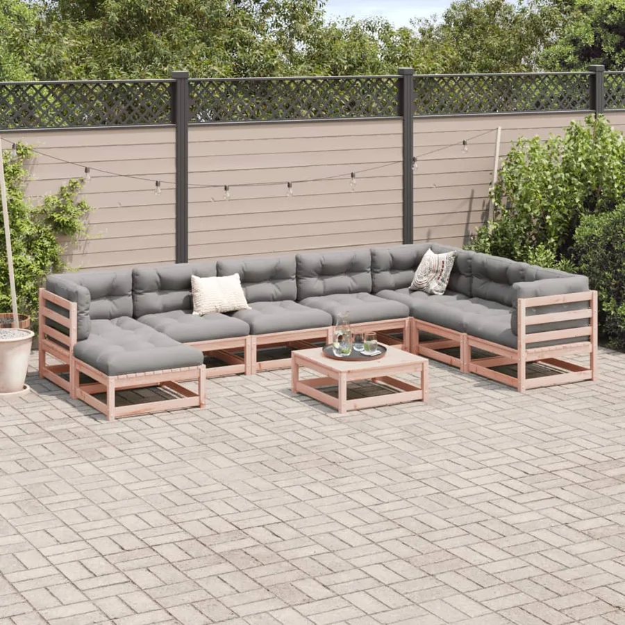 Salon de jardin 9 pcs bois massif sapin de douglas - 3