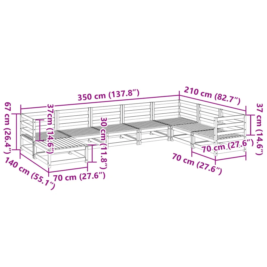 Salon de jardin 8 pcs bois massif sapin de douglas - 11