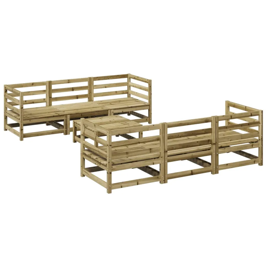 Salon de jardin 7 pcs bois de pin imprégné - 2