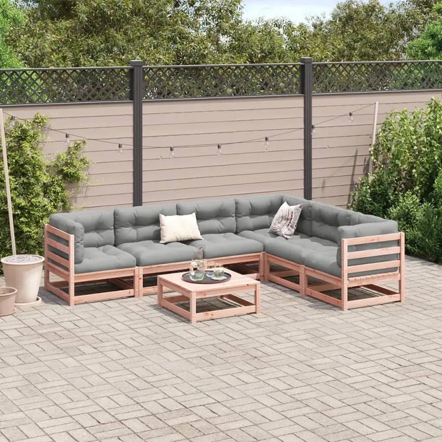 Salon de jardin 7 pcs bois massif sapin de douglas - 3