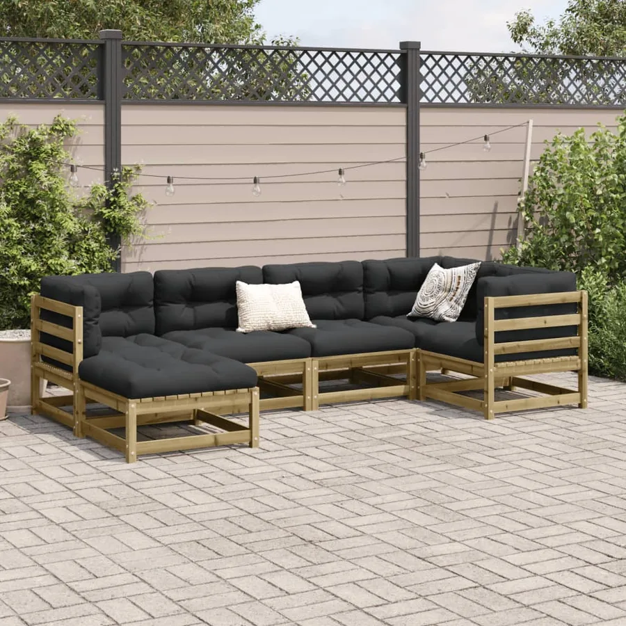 Salon de jardin 6 pcs bois de pin imprégné - 3