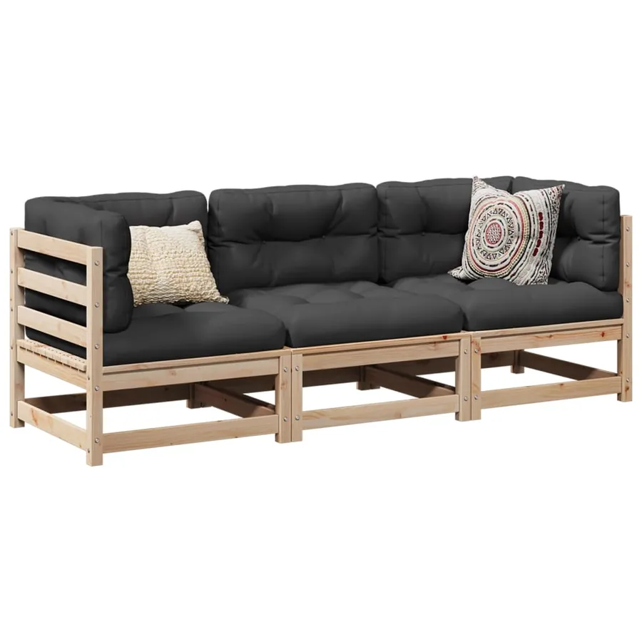 Salon de jardin 3 pcs bois de pin massif