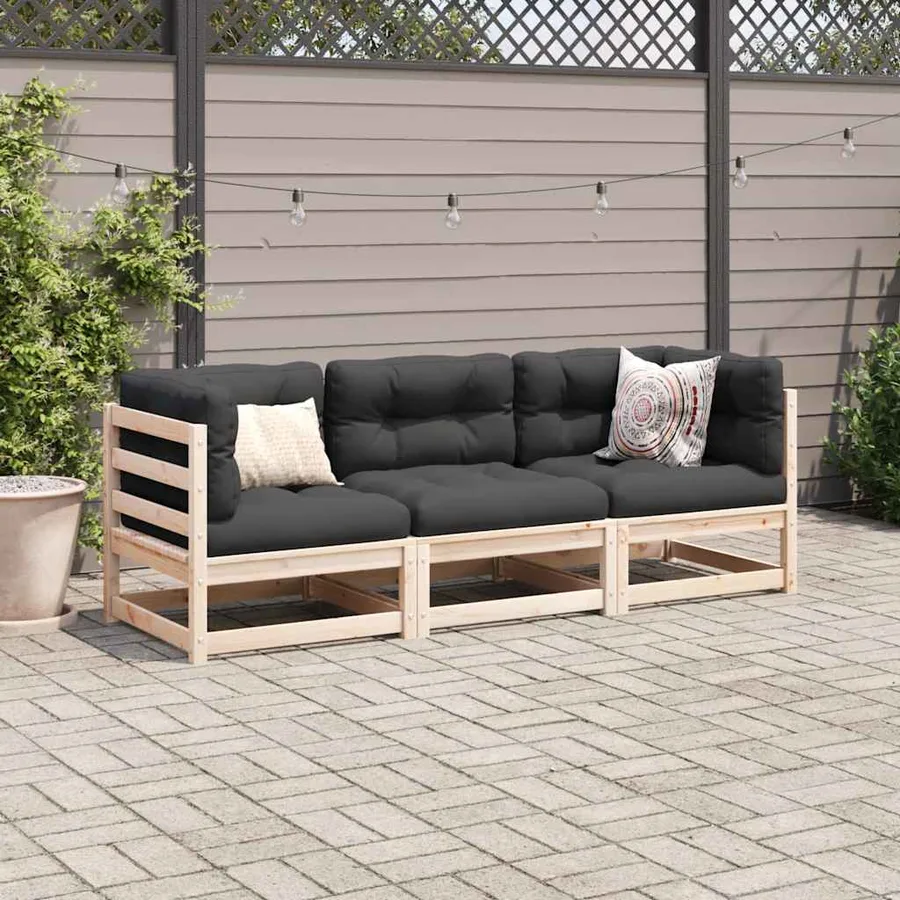 Salon de jardin 3 pcs bois de pin massif - 3