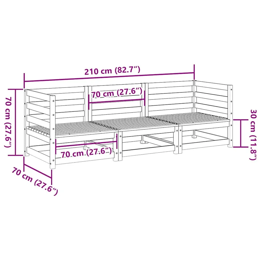 Salon de jardin 3 pcs bois de pin massif - 9