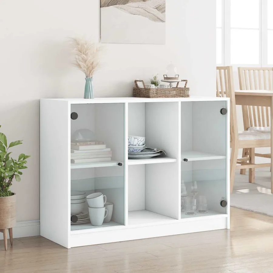 Buffet blanc 102x37x75,5 cm bois d'ingénierie - 3