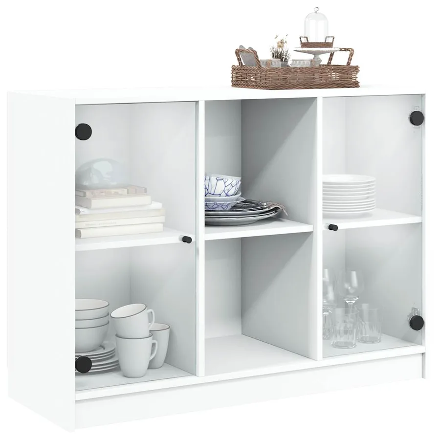 Buffet blanc 102x37x75,5 cm bois d'ingénierie - 5
