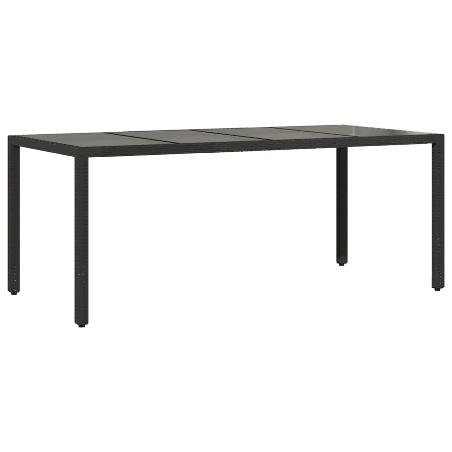 Ensemble à manger de jardin et coussins 9 pcs noir rotin verre - 4