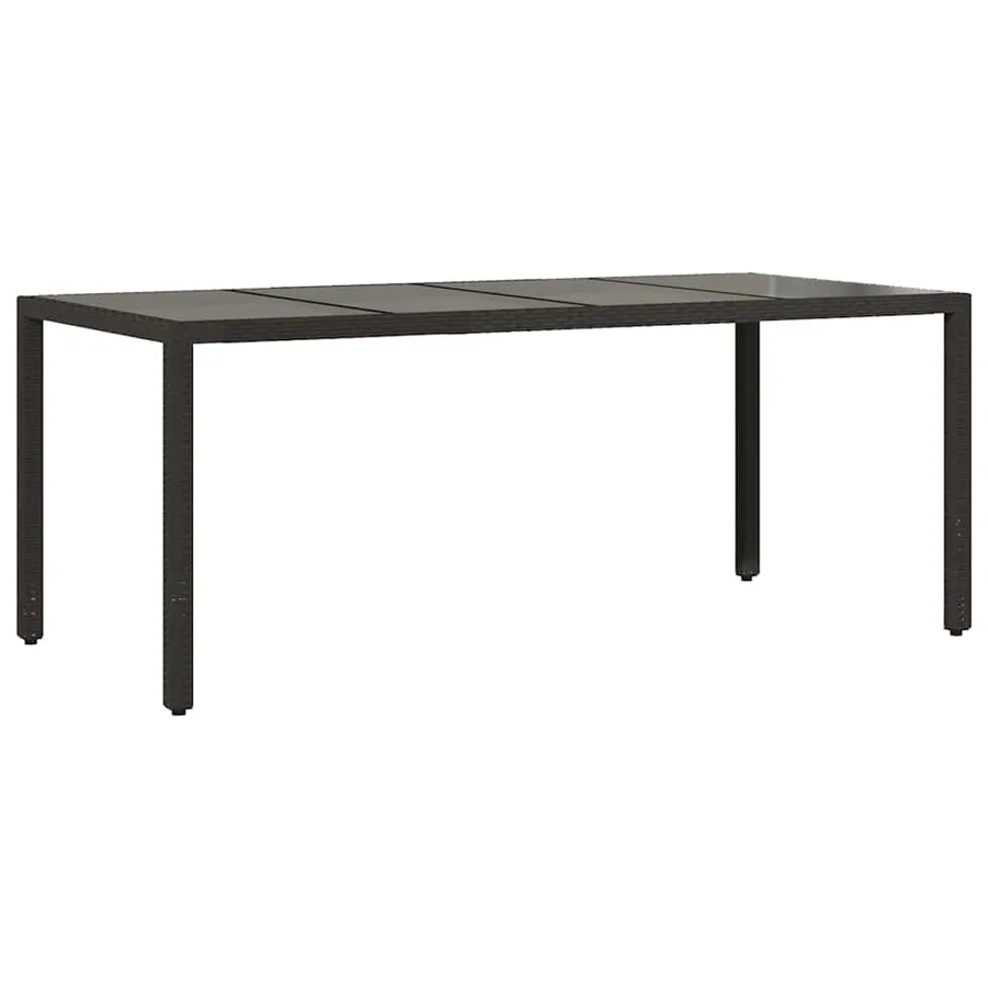 Table de jardin dessus en verre Noir 190x90x75cm Résine tressée - 2