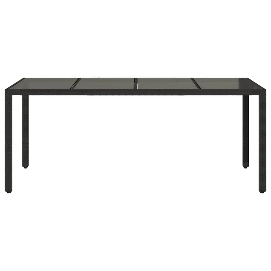 Table de jardin dessus en verre Noir 190x90x75cm Résine tressée - 4