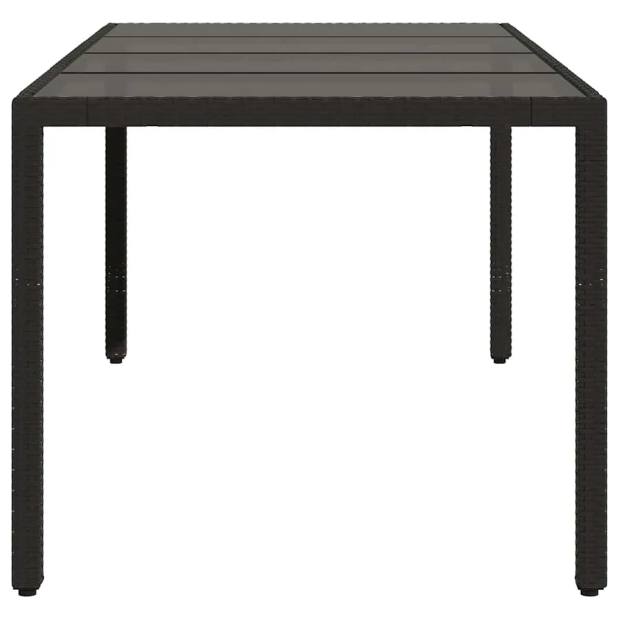 Table de jardin dessus en verre Noir 190x90x75cm Résine tressée - 5