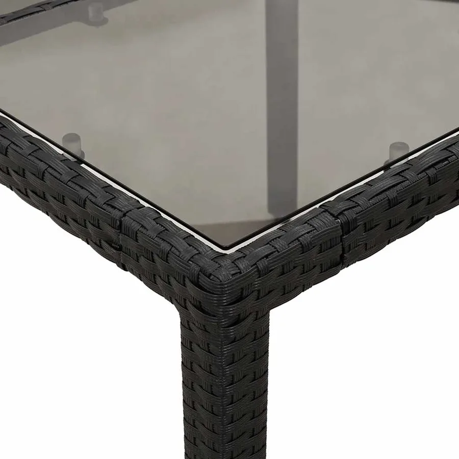 Table de jardin dessus en verre Noir 190x90x75cm Résine tressée - 8