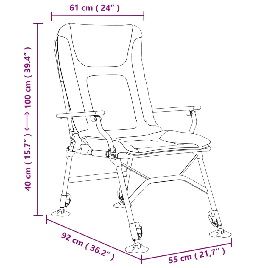 Chaise de pêche avec accoudoir pliable vert - 11