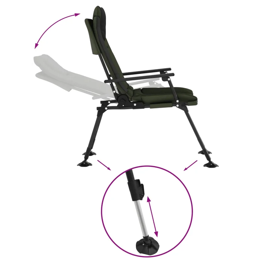 Chaise de pêche avec accoudoir pliable vert - 6