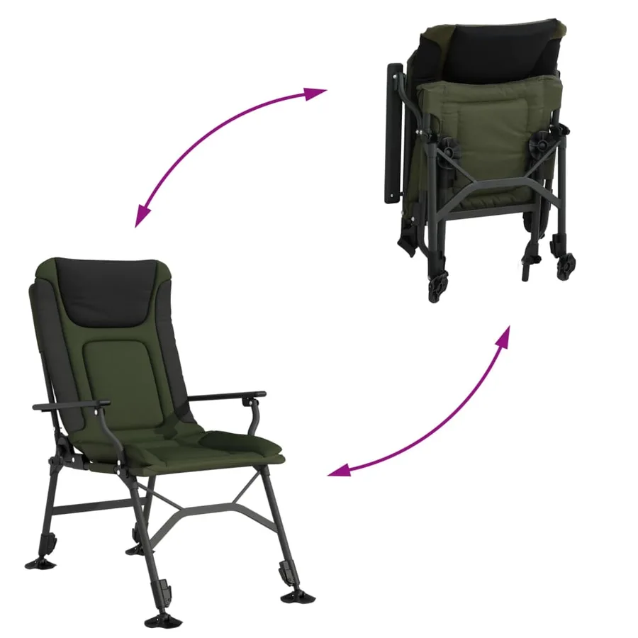 Chaise de pêche avec accoudoir pliable vert - 7