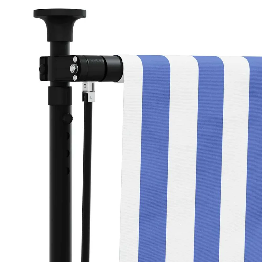 Store roulant d'extérieur bleu et blanc 150x270 cm tissu acier - 7
