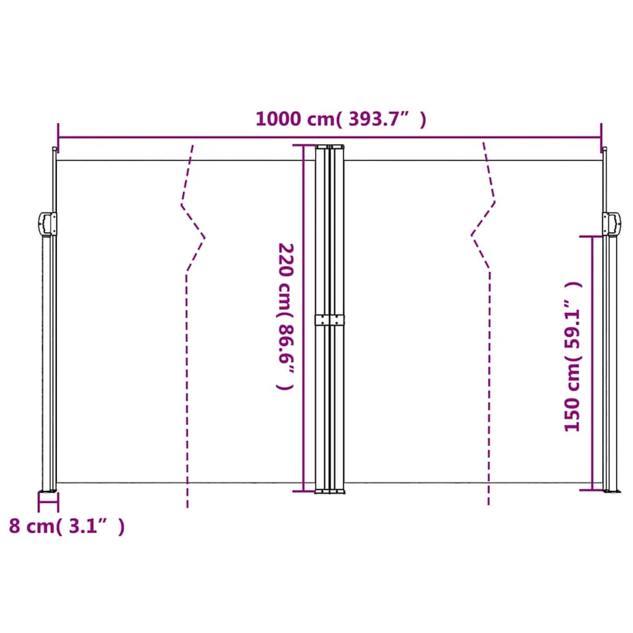 Auvent latéral rétractable anthracite 220x1000 cm - 10