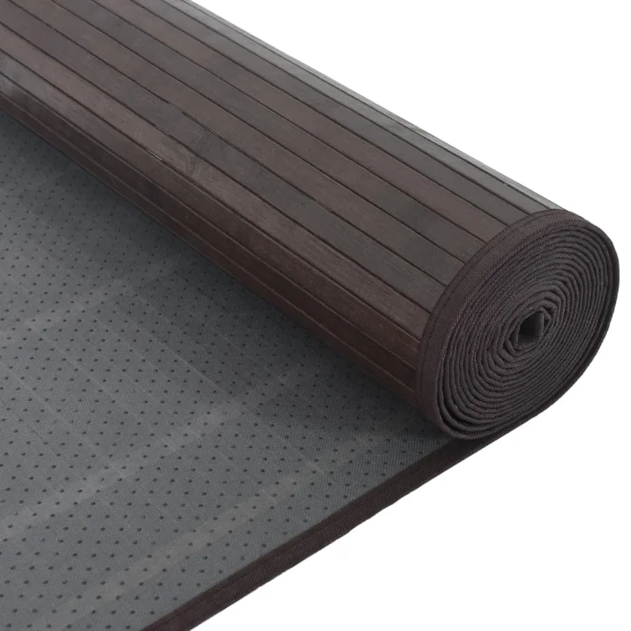 Tapis rectangulaire marron foncé 80x300 cm bambou - 5