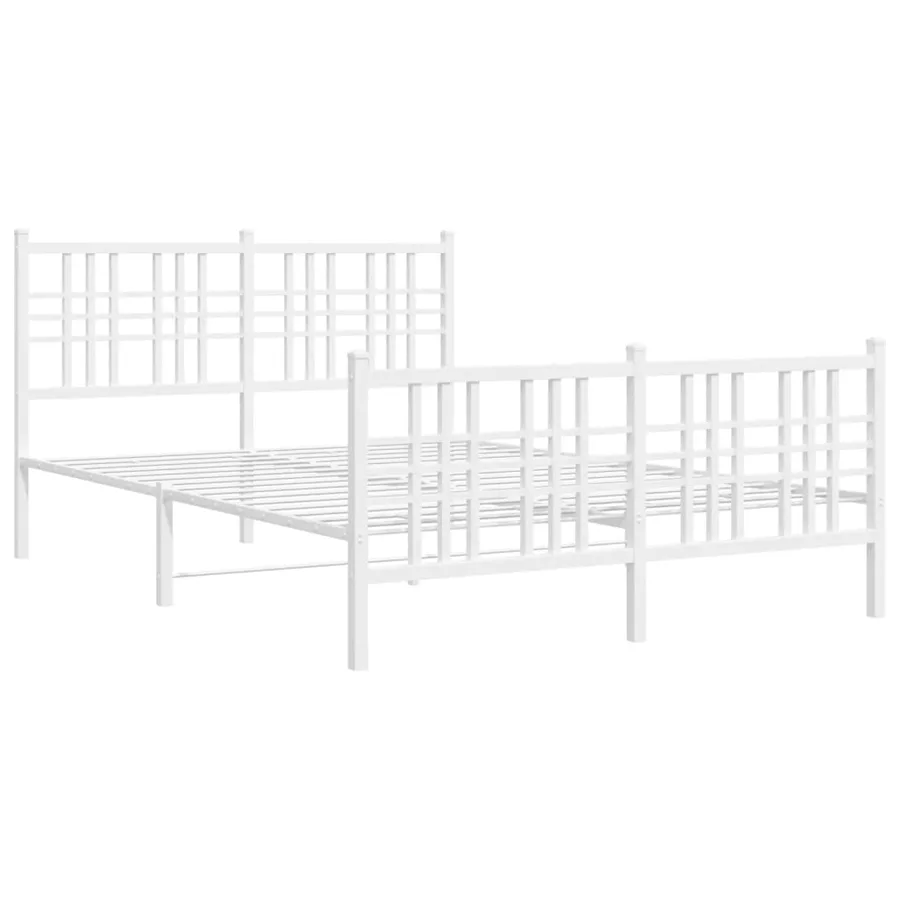 Cadre de lit métal sans matelas et pied de lit blanc 120x200 cm - 3