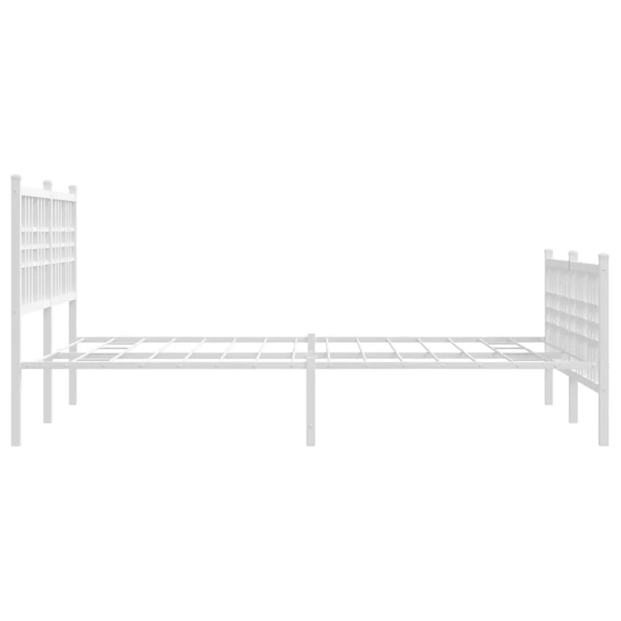 Cadre de lit métal sans matelas et pied de lit blanc 120x200 cm - 5