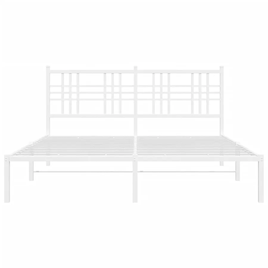 Cadre de lit métal sans matelas et tête de lit blanc 150x200 cm - 4