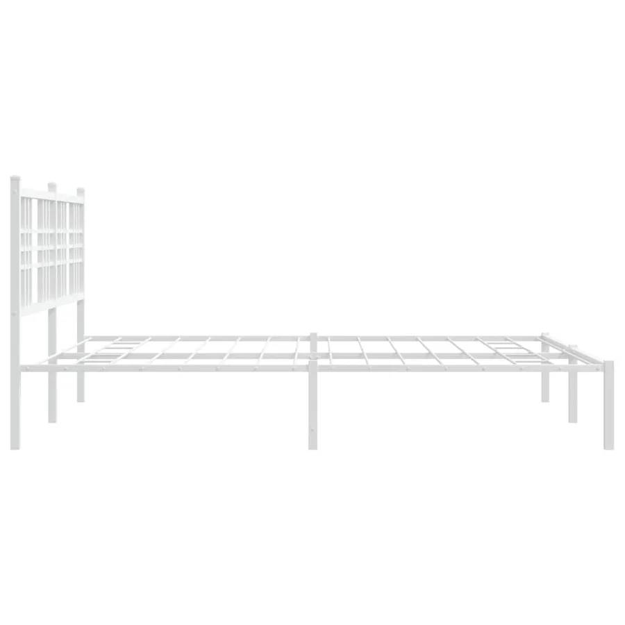 Cadre de lit métal sans matelas et tête de lit blanc 150x200 cm - 5