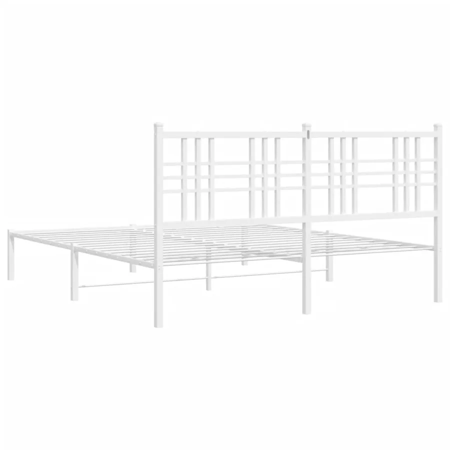 Cadre de lit métal sans matelas et tête de lit blanc 150x200 cm - 6