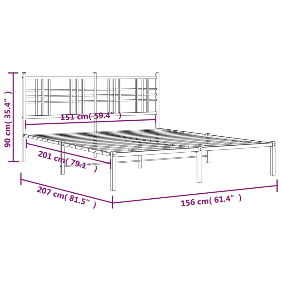 Cadre de lit métal sans matelas et tête de lit blanc 150x200 cm - 8