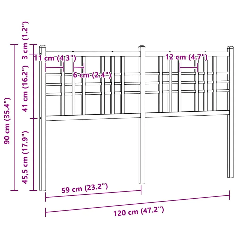 Tête de lit de remplacement métal blanc 120 cm - 6