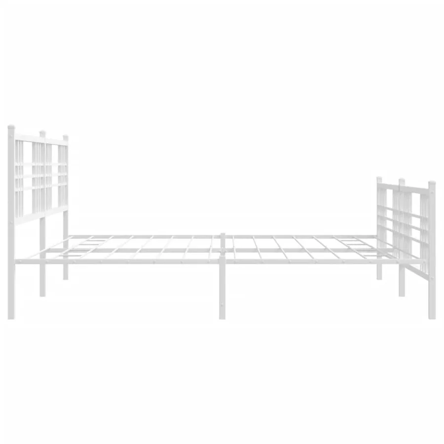 Cadre de lit métal sans matelas et pied de lit blanc 183x213 cm - 5