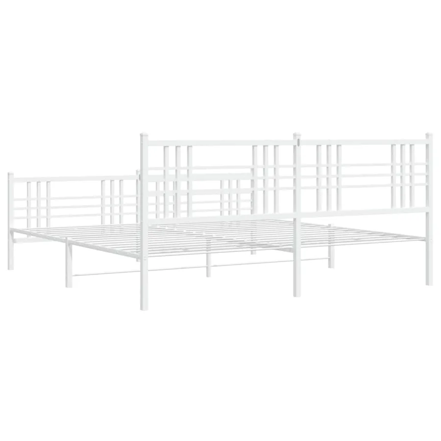 Cadre de lit métal sans matelas et pied de lit blanc 183x213 cm - 6