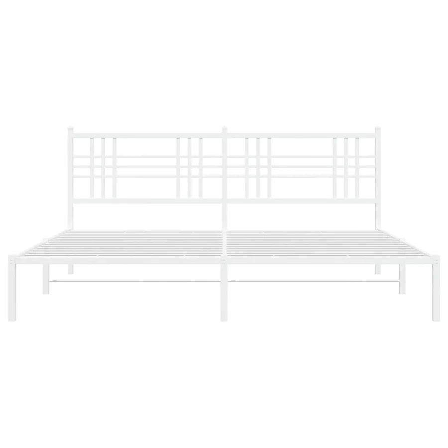 Cadre de lit métal sans matelas et tête de lit blanc 200x200 cm - 4