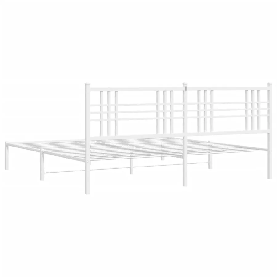 Cadre de lit métal sans matelas et tête de lit blanc 200x200 cm - 6