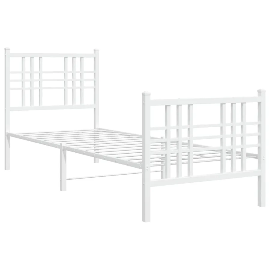 Cadre de lit métal sans matelas avec pied de lit blanc 80x200cm - 3