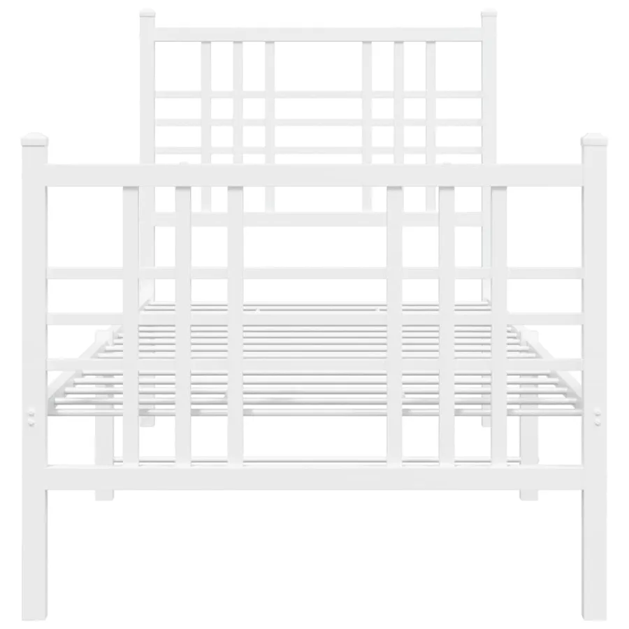 Cadre de lit métal sans matelas avec pied de lit blanc 80x200cm - 4
