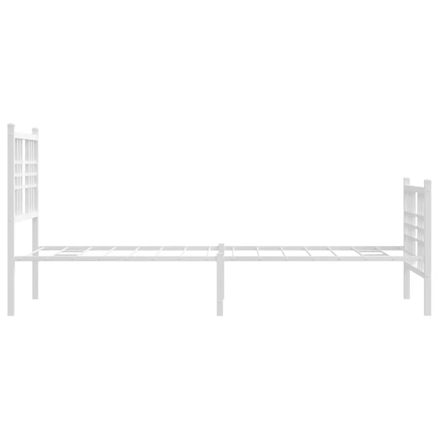 Cadre de lit métal sans matelas avec pied de lit blanc 80x200cm - 5
