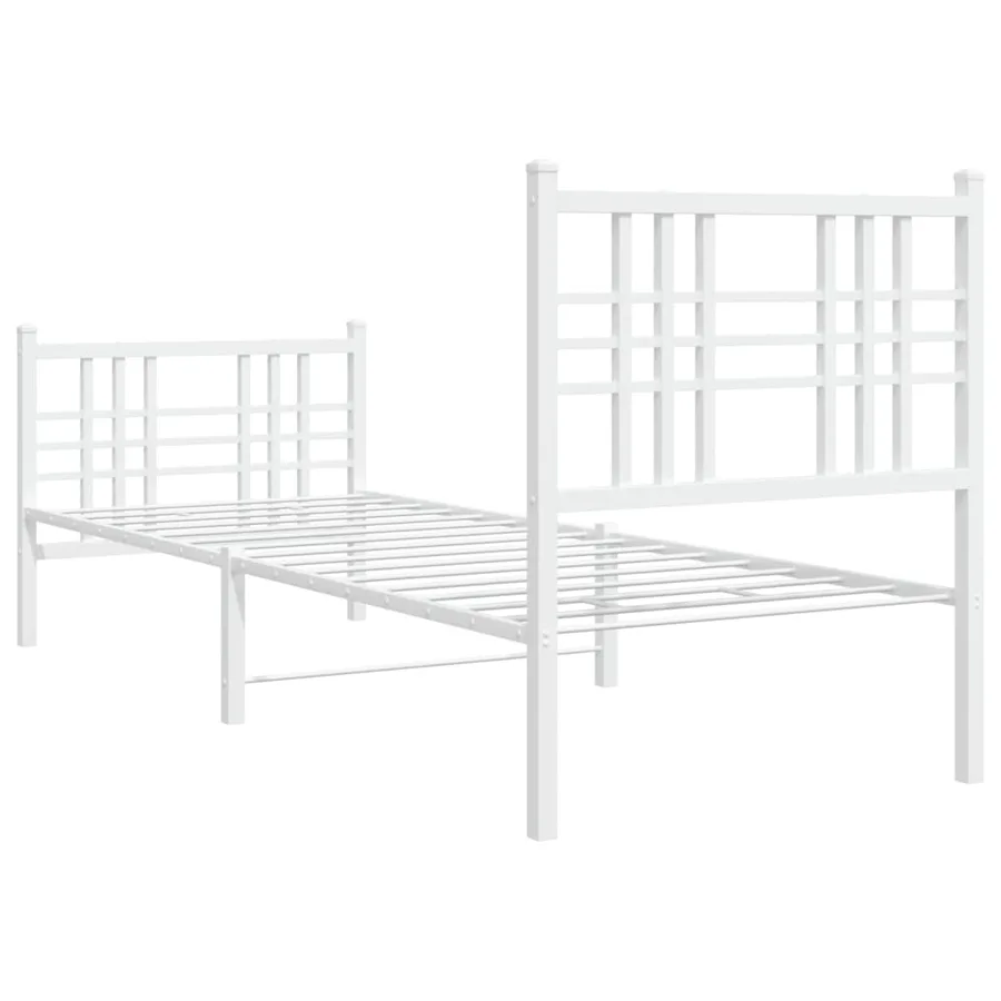 Cadre de lit métal sans matelas avec pied de lit blanc 80x200cm - 6