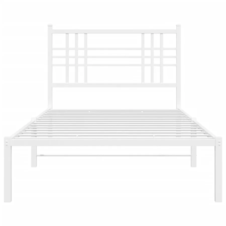 Cadre de lit métal sans matelas et tête de lit blanc 100x200 cm - 4
